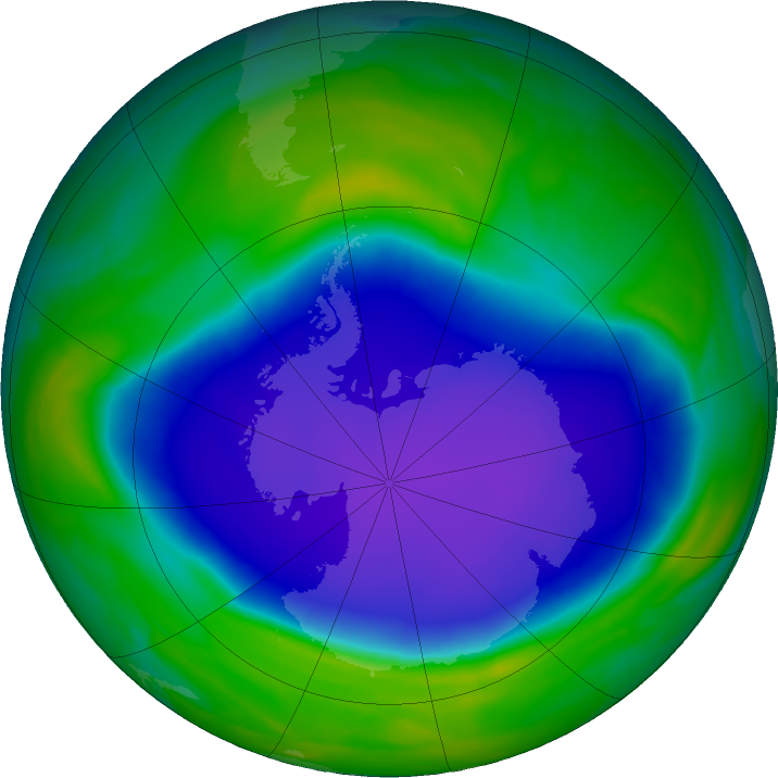 Antarctic ozone map for 29 October 2022